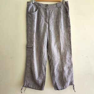 Gerry Weber Edition Inga Linen Cargo Pants Women's Size 2 Gray Casual